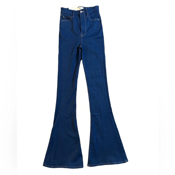7 For All Mankind STRETCH ULTRA HIGH RISE SKINNY FLARE BELL BOTTOM JEANS SIZE 24 - Picture 5 of 8